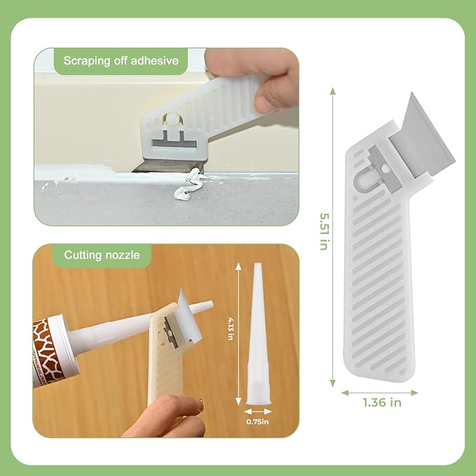 Caulking Tool 5 in 1 Silicone Caulking Grout Removal Sealant Finishing Tool Glass Glue Angle Scraper with Grout Scraper for Kitchen Bathroom Floor, Wall Surface,Window,Comes with storage box