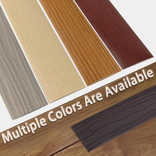 Floor Transition Strip 2" Self Adhesive Flat Vinyl Flooring Transitions Strip with Strong Backing Wood Grain 5cm, 10FT, Dark Walnut
