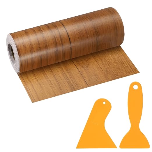 PATIKIL Wood Grain Repair Tape, 6" x 33' Self Adhesive Realistic Wood Tape with Scraper Durable Repair Patch for Furniture Floor Window Door Table DIY Home Decor, Ash-Tone Grain