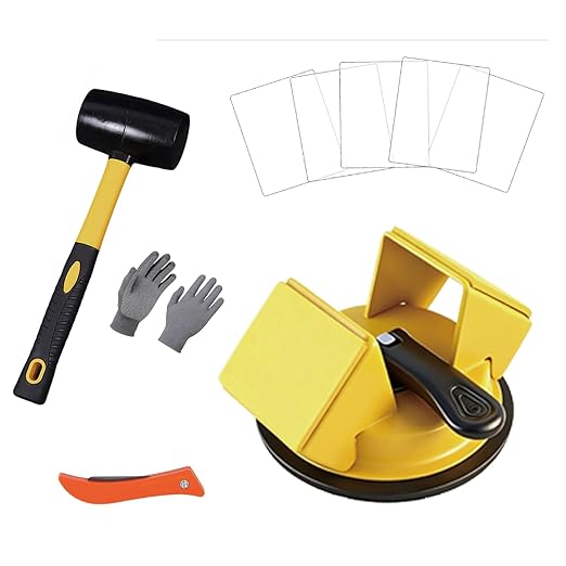 Floor Gap Fixer Tool,2026 Upgrade Heavy Duty Floor Gap Fixer Suction Cup Tool with 10pcs Sticky Pads,Rubber Mallet & Slot Cutter for Laminate Vinyl Flooring Tools(Yellow)