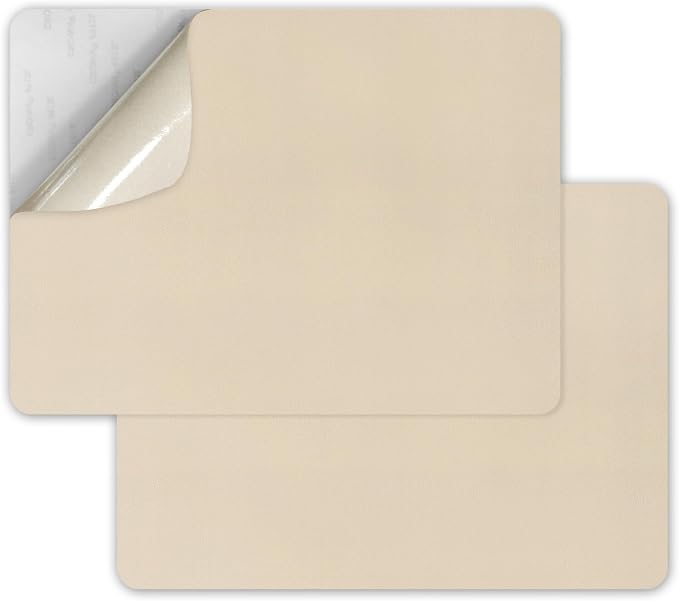 SYLVASS Self Adhesive Leather Repair Patches for Couch, Sofas, Furniture, Car Seats, Office Chairs, Pack of 2 Light Beige