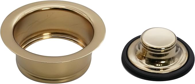 Westbrass D2089-01 4-1/4" Kitchen Sink Waste Disposal Drain Flange and Stopper, Polished Brass