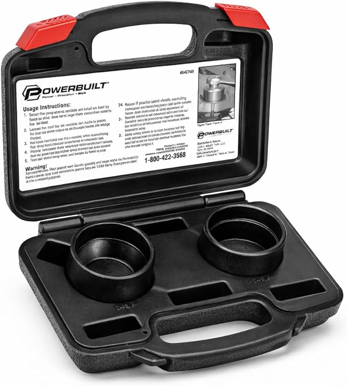 Powerbuilt 2 Piece Specialty Ball Joint Socket Set, Removes and Installs Chrysler Upper Ball Joints, 3/4" Drive 4-Sided Design with Storage Case - 648749