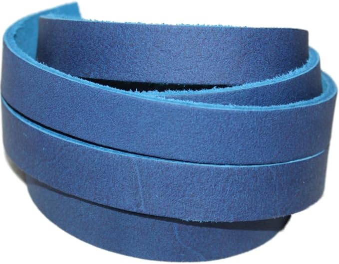 Leather Strap for Crafts & Jewelry | 72 Long × 5/8" Wide × 1/8" Thick (7-8oz) | Genuine Leather Strips for Crafts, Projects or Repairs - Blue | 5-Pack