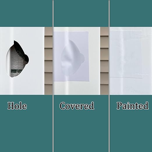 Vinyl Siding Repair Kit 12Pcs 6.3X4.75Inch Self-Adhesive Vinyl Siding Patch PVC Tape Cover Any Cracks Holes Blemishes on Vinyls Sidings Fence Tools Home Skirting