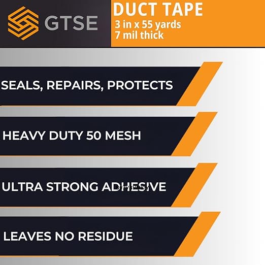 GTSE Wide Duct Tape, White, 3 Inches x 55 Yards (164 ft), Heavy Duty, Waterproof Repair Tape for Indoor or Outdoor Use, 1 Roll