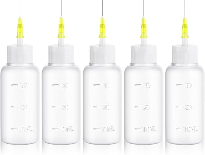 FJNATINH 30cc Needle Tip Glue Squeeze Bottle, Precision Tips Applicator Bottles, 5 Pack