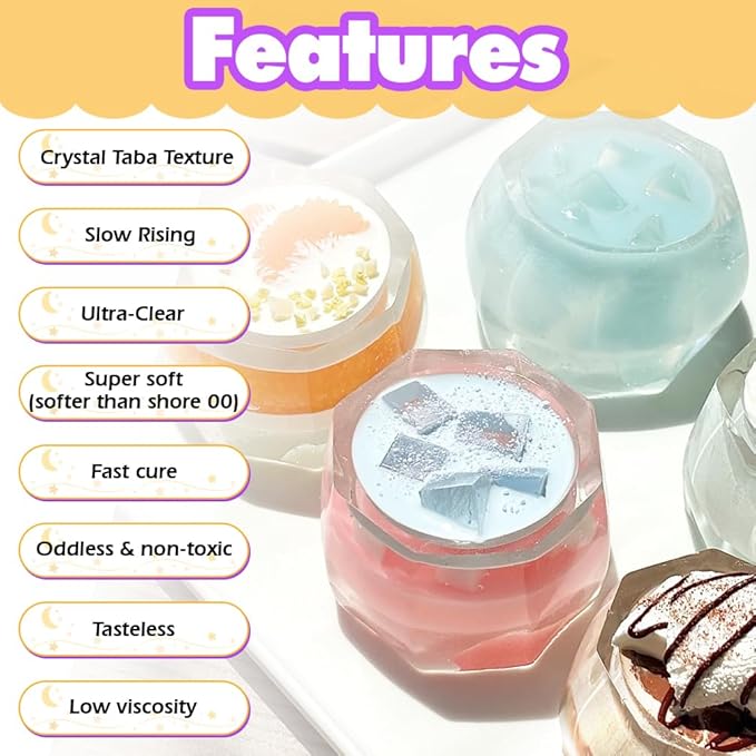 Taba Squishy Making Kit Clear Gel Flex Rubber Crystal Liquid Silicone 6.8oz Pack