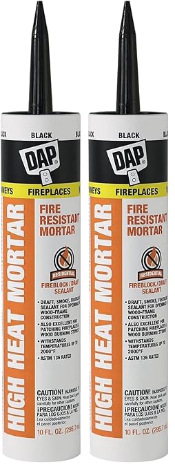 DAP High Heat Fire Resistant Mortar,10 Oz,Black (7079818854),(Pack of 2)