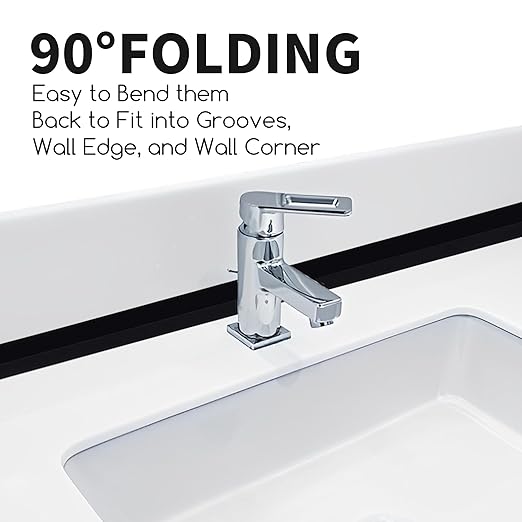 3 Rolls 10.5 Feet Caulk Tape Toilet Caulking Strip Self Adhesive Bathroom Sealing Peel and Stick Caulk Strip for Bathtub, 1.5 Inches (Black)