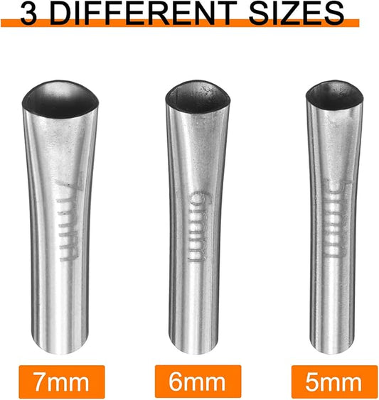HARFINGTON 3pcs Caulking Nozzle Applicator 5/6/7mm Caulking Finisher Kit Stainless Steel Sealant Finishing Tool Kit Reusable Caulk Nozzle for Kitchen Bathroom