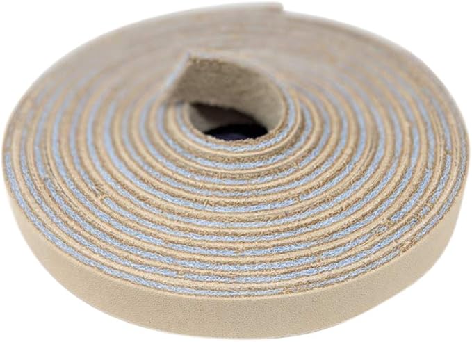 TOFL Genuine Leather Strap, Top Grain Cowhide Craft Strip – Beige (5 Pack) | 72" L x 3/8" W x 1/8" Thick | Suede Backing | Leather Craft Supplies | Easy to Cut & Stitch | DIY Projects & Repairs | 7–8 oz