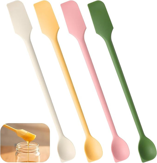 4 Pcs Small Silicone Spatulas, Dual End Mini Spatula, Multifunctional Heat Resistant Small Scrapers for Kitchen Cooking Baking, Reusable Jar Spatulas for Narrow Bottles Food Containers