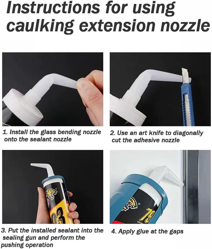 Curved caulking gun caulking nozzle, caulking extension nozzle, caulking extension nozzle, caulking tool gun (white 10+5+5 pieces)