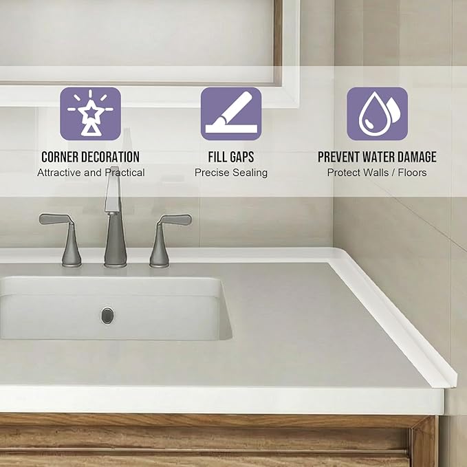 Shower Threshold Water Dam Barrier - Versatile, Silicone Shower Water Guard Stopper Seal Strip for Bathroom Floor, Bathtub Rim, Kitchen Countertop (Transparent, 138 In/ 3.5M)