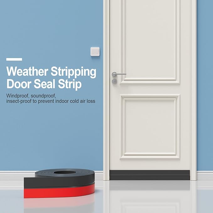 Door Seal Strip for Door Frame, 36ft Silicone Door Gap Filler, Shower Glass Door Seal Strip Bottom & Side Sealing, 2 Inch Wide Weather Stripping