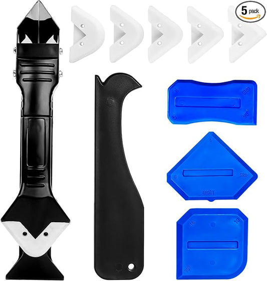 Silicone Caulking Tool Kit，Glass Glue Angle Scraper,Floor Glue Scraper， Caulk Remover Tool, Stainless Steelhead Caulk Remover and Sealant Scraper, Caulk Remover for Kitchen，Bathroom，Window，Joint,