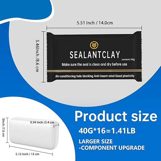16 Pcs White Waterproof Seal Putty & Duct Seal Clay, Moldable Silicone Putty for Sealing Drain Connections, Wall Holes, Air Conditioning Openings - Reliable, Efficient Repair