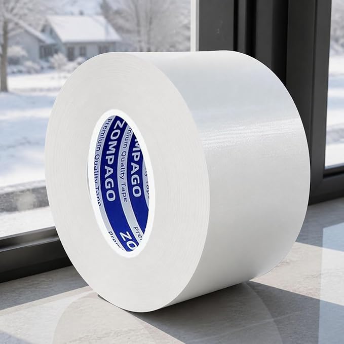 ZOMPAGO White Window Weather Sealing Tape 1.8in x 33FT, Cloth Draft Stopper for Sliding Door & Gap Filler, Strong Adhesive Window Seal Tape Air Conditioner Door Weather Stripping Insulation