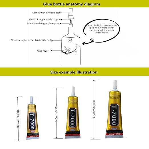 T-7000 50ml Super, Glass,Fabric,Craft, Adhesive,Puzzle, Glue Suitable for Repair Multipurpose High Performance Industrial Glue Semi Fluid Black Adhesive (50ML,1PACK)