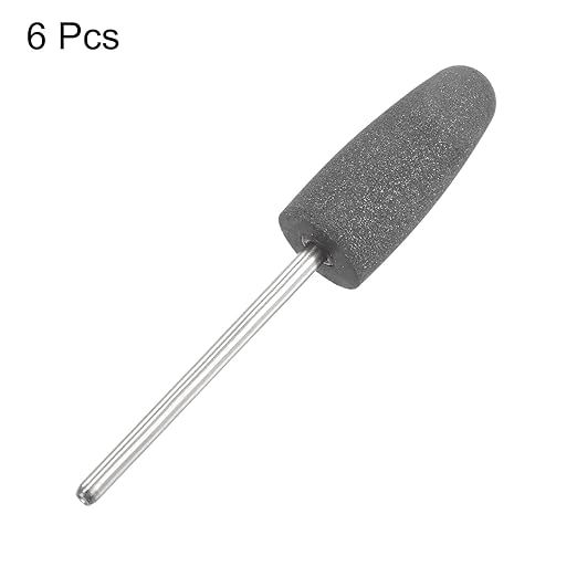 uxcell 6pcs 120 Grits Abrasive Mounted Stone 2.35mm Shank 2/5"(10mm) Dia Conical Heads Stone Grinding and Polishing Wheels for Nail Polishing