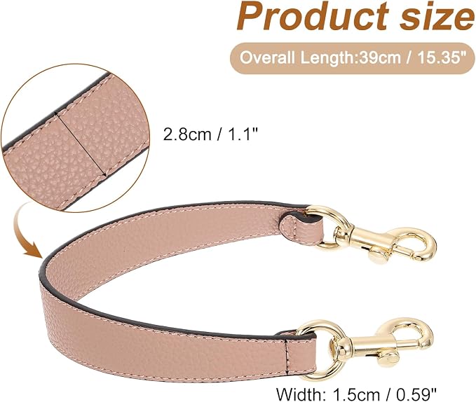 uxcell 14.17 Inch PU Leather Short Bag Strap with Clasp, Purse Handles Handbags Replacement Straps for Clutch Bag Underarm Bags, Pink, Gold Buckle