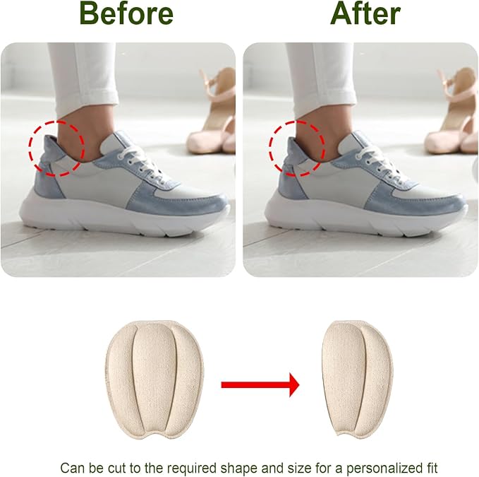 6 Pairs Forefoot Cushion Pads, Soft Shoe Tongue Pads Invisible Shoe Insert Self-Adhesive Felt Tongue Pads Non-Slip Shoe Back Sticker Shoe Filler for Women Men Loose Canvas Leather Shoe