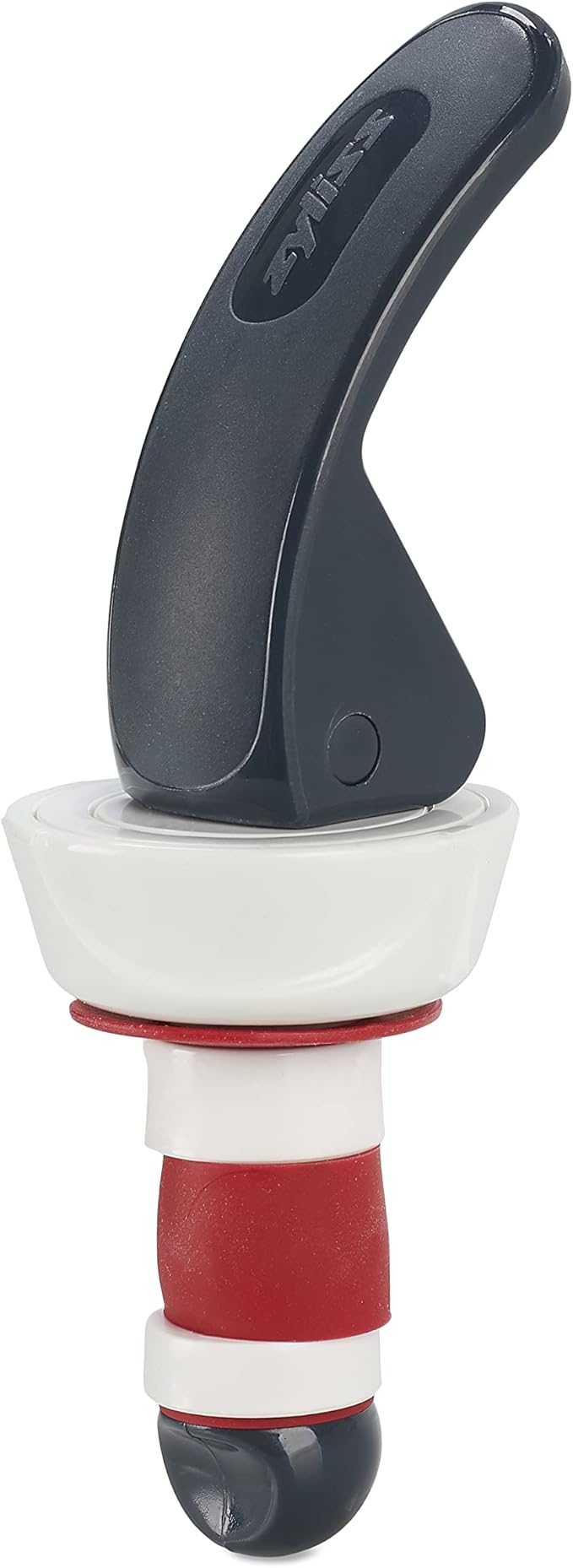 Zyliss Easy Seal Bottle Stoppers – Leak-Proof Wine and Champagne Stoppers with Long Easy-Lock Handle, Comfortable Grip, Airtight Seal, Modern Design in Gray and Red, Durable and Dishwasher Safe