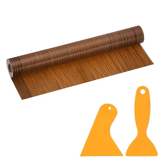 PATIKIL Wood Grain Repair Tape, 16" x 33' Self Adhesive Realistic Wood Tape with Scraper Durable Repair Patch for Furniture Floor Window Door Table DIY Home Decor, Dark Wood Grain