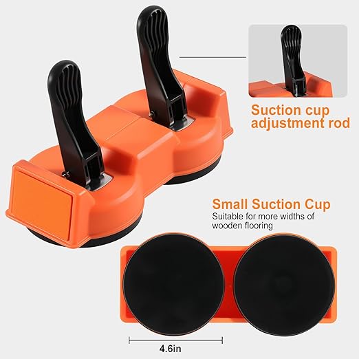 Double-Sided Heavy Duty Floor Gap Fixer Tool, Laminate Flooring Tools with Enhanced Suction Cup & 5 PCS Sticky Pads for Wood Floor, Laminate, Vinyl Plank, Hardwood