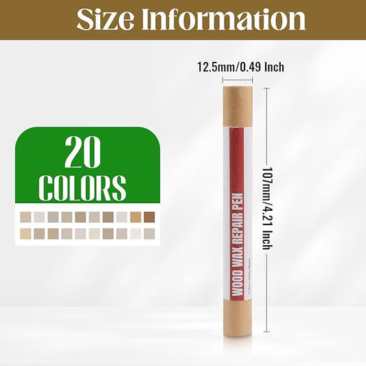 Wood Filler Sticks，20 Colors Wood Repair Wax Crayons Furniture Markers Touch up for Repairing Scratches, Scuffs, Cracks, Dings and Holes in Wood Floors, Cabinets, Furniture (Light Color Series)