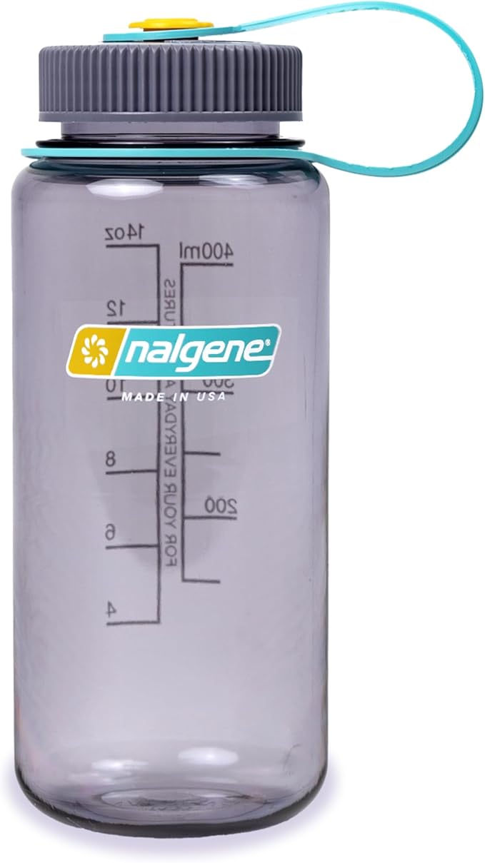 Nalgene 16 oz Wide Mouth Water Bottle | Slim Cup Holder Size, BPA-Free, Durable & Leak Proof, Lightweight Travel Bottle, Aubergine