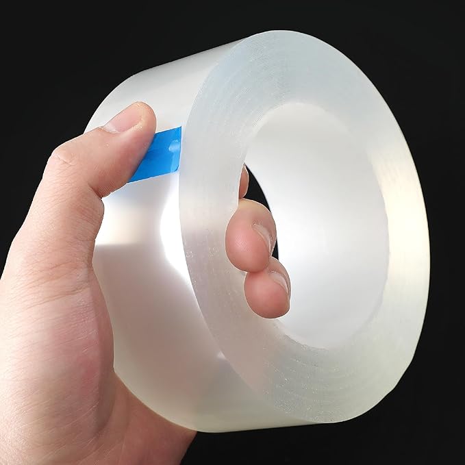 Transparent Weather Sealing Tape, Clear Draft Isolation Film Tape for Door Draft Stopper, Adhesive Tape for Doors, Windows and Shower Glass Gaps - No Residue (1.2 Inch x 66Ft)