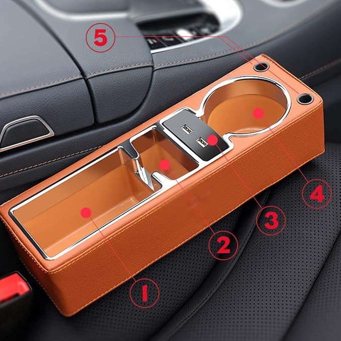 iheresy PU Leather Car Seat Gap Filler, Universal Multifunctional Car Organizer - Cup Holder Gap Filler Storage Box Console Side Pocket Organizer for Phones, Sunglasses - Black