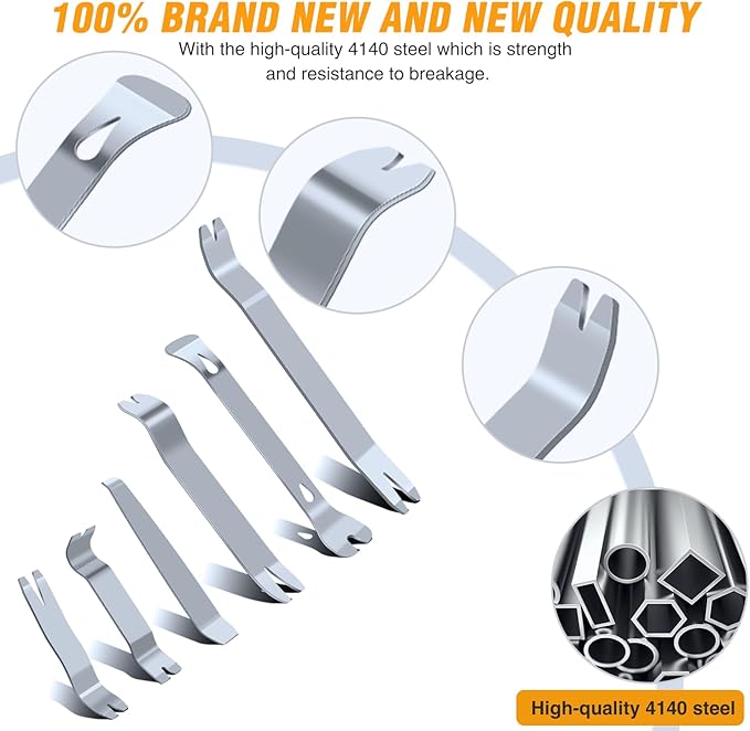 GOOACC 6PCS Metal Trim Removal Tool Auto Pry Tool Kit Auto Trim Removal Set for for Car Audio Dash Window Molding Panel Door with Storage Bag