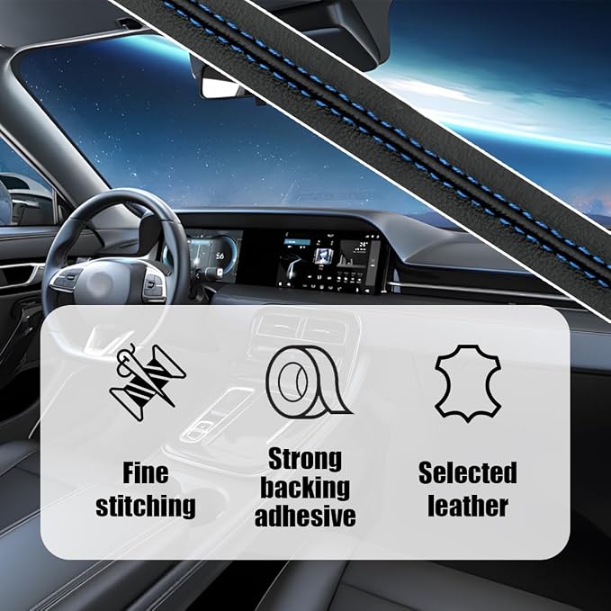 Car Interior Trim Strips, 19.68Ft Flexible Leather Vehicle Gap Fillers Decoration Molding Line, DIY Auto Central Control Door Garnish Accessories, Universal for SUV, Sedan, Truck (Black/Blue)
