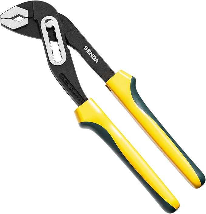 SENDA 10-Inch Water Pump Pliers, 7 Jaw Positions Adjustable Groove Joint Pliers, Premium CRV Steel with 3.75" Jaw Capacity for Plumbing & Industrial Use