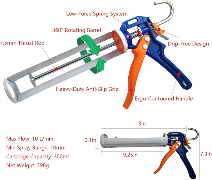 Caulking Gun Kit with Caulking Gun,Sealant Removal Tools,Sealant Finishing Tool,Grout Scraper&Utility Knife-5-in-1 Professional Sealant Repair Set for Tiles,Bathrooms,and DIY Projects