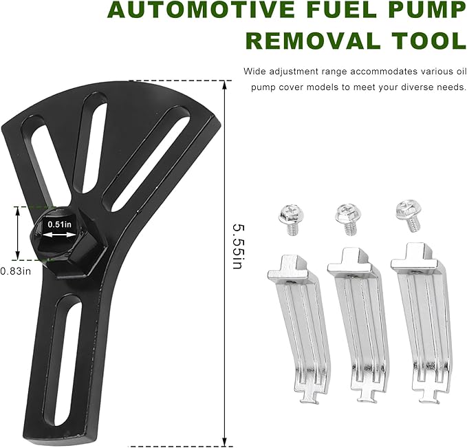 Car Fuel Pump Removal Tool, Adjustable Fuel Tank Lock Ring Remover/Installer Range from 4.5" to 7.3", Auto Fuel Tank Lid Collar Ring Spanner with 1/2" Ratchet Drive & 3 Arms