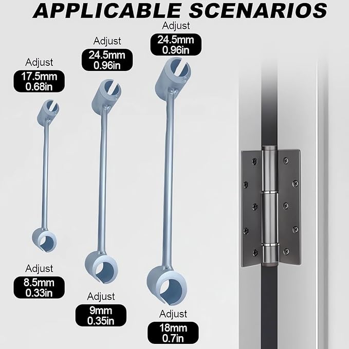 Hinges Gap Adjusting Wrench 2025 Upgrade Adjustable Door Hinge Repair Spanner Steel Double-Head Hinge Adjuster Tool Portable Heavy-Duty Door Hinge Repair Tool for Easy Door Fixes (Large: 18-24.5mm)