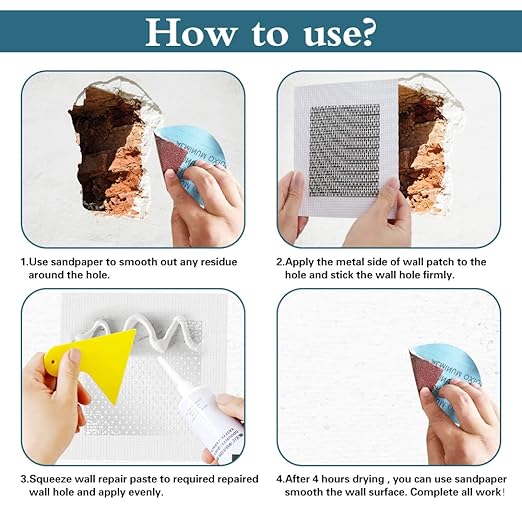 5'' by 5'' Drywall Repair Kit, 5 Pcs Self-Adhesive Wall Mesh, Large Hole Patch for Sheet Rock, Aluminum Metal Sheetrock Ceiling Dry Wall