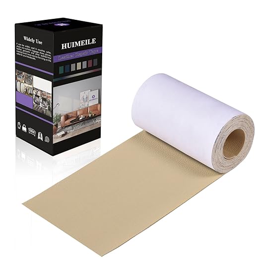Leather Repair Patch Tape 4×60 inch Furniture Leather Strong Self Adhesive Tape for Sofas Couch Car Seats Cabinets Bags Anti Scratch Patches First Aid Patch Fixing Leather Khaki1.0