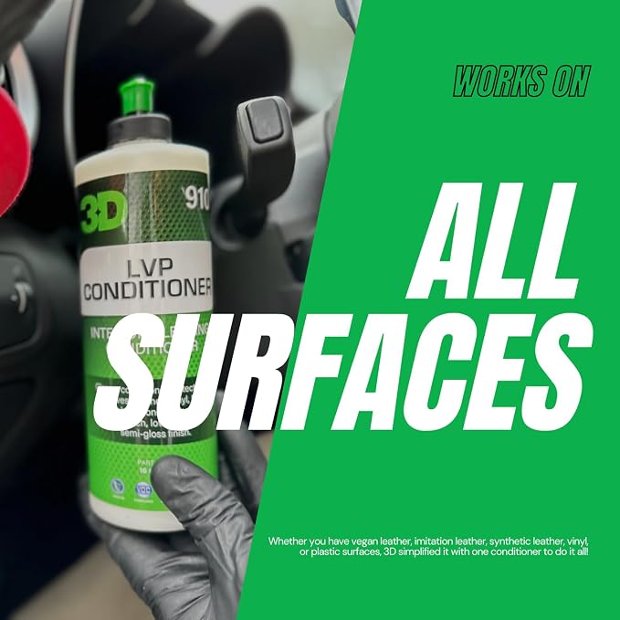 3D Leather, Vinyl & Plastic Conditioner | Restores, Conditions & Protects Car Interiors | Non-Greasy UV Protection for Seats, Steering Wheels, & Trim |16 oz