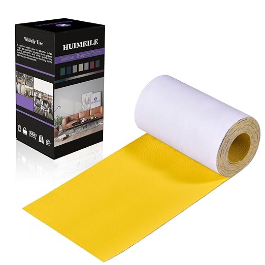 Leather Repair Patch Tape 4×60 inch Furniture Leather Strong Self Adhesive Tape for Sofas Couch Car Seats Cabinets Bags Anti Scratch Patches First Aid Patch Fixing Leather Yellow