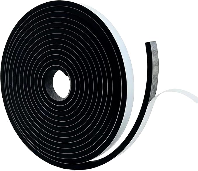 1/4inch Wide x 1/8inch Thick Closed Cell Foam Weatehr Stripping Tape,33Ft | Single Sided, High Density, Soundproof, Self-Adhesive Foam Insulation Strip for Door Frame, AC Window Units, Black