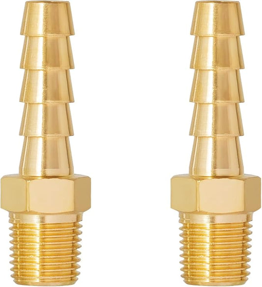SUNGATOR Hose Barb Fittings 1/4 Inch Barb × 1/8 Inch NPT, Brass Air Hose Fittings, 1/4" to 1/8" NPT Male Air Line Repair Connector Kit, Brass Male Thread Pipe Adapter (2 Pack)