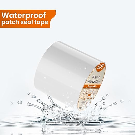 LLPT Waterproof Patch and Seal Tape 4” x 13 Ft Extra Thick Adhesive Layer UV Resistant Backing Permanent Bond Instant Seals for Repairing Gaps Holes Cracks Tears White (PST62110WT4)