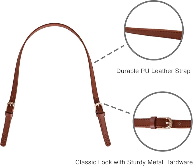 XIMEO 2 Pack Replacement Purse Straps – Adjustable PU Leather Handles with Buckle for DIY Bag Making, Tote & Handbag Repair