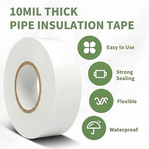 Pipe Wrap Tape,PVC Corrosion Protection,Width White Insulation Tape for Drain Pipe, Metal & Electrical Piping, Underground Pipe ，100' Length x 2" Width -10 Mil Thick