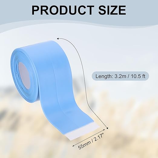 PATIKIL 2" x 10.5 ft Caulk Tape, Caulk Strips PVC Self Adhesive Caulking Tape Waterproof Edge Protectors for Bathroom Accessories Kitchen Countertop, Blue